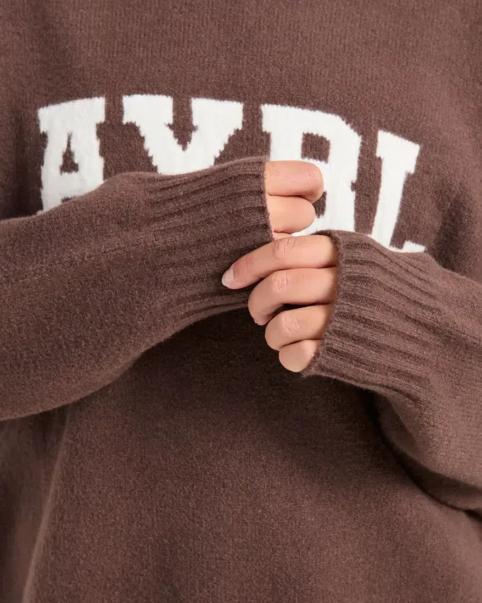 Varsity oversized gebreide hoodie