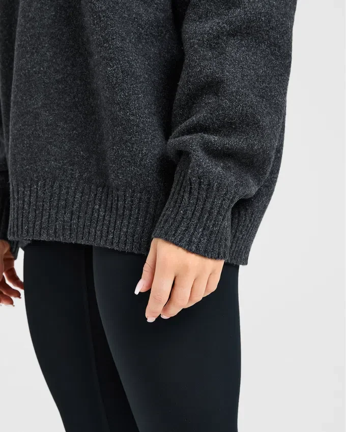Varsity oversized gebreide hoodie