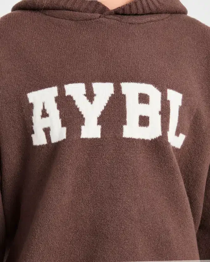 Varsity oversized gebreide hoodie