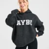 Varsity oversized gebreide hoodie