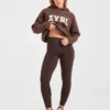 Varsity oversized gebreide hoodie