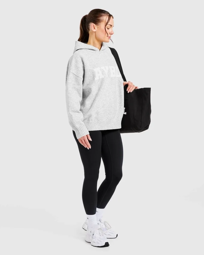 Varsity oversized gebreide hoodie
