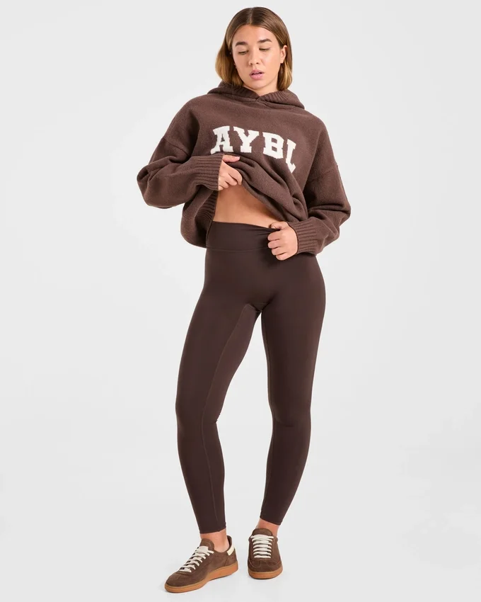 Varsity oversized gebreide hoodie