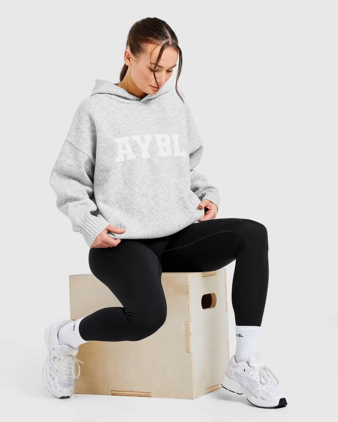 Varsity oversized gebreide hoodie