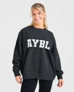 Varsity oversized gebreide trui