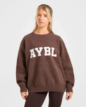 Varsity oversized gebreide trui
