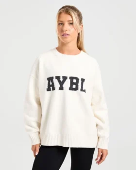 Varsity oversized gebreide trui