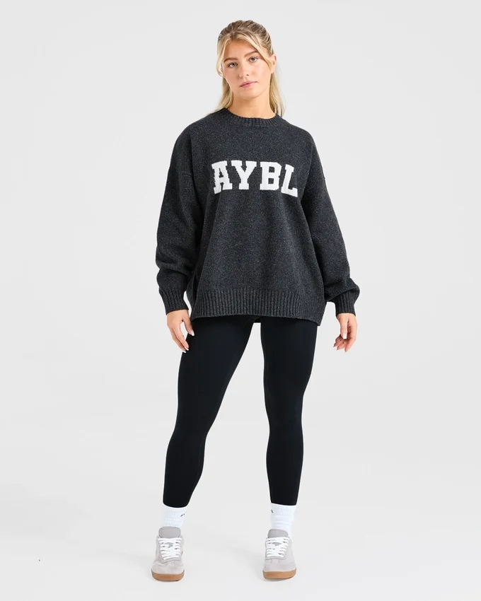 Varsity oversized gebreide trui