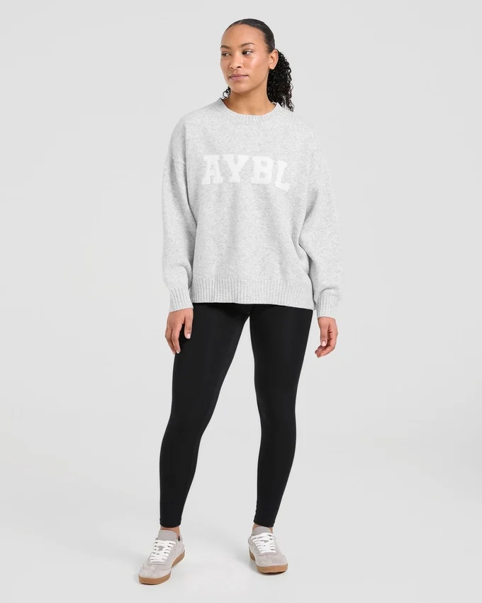 Varsity oversized gebreide trui