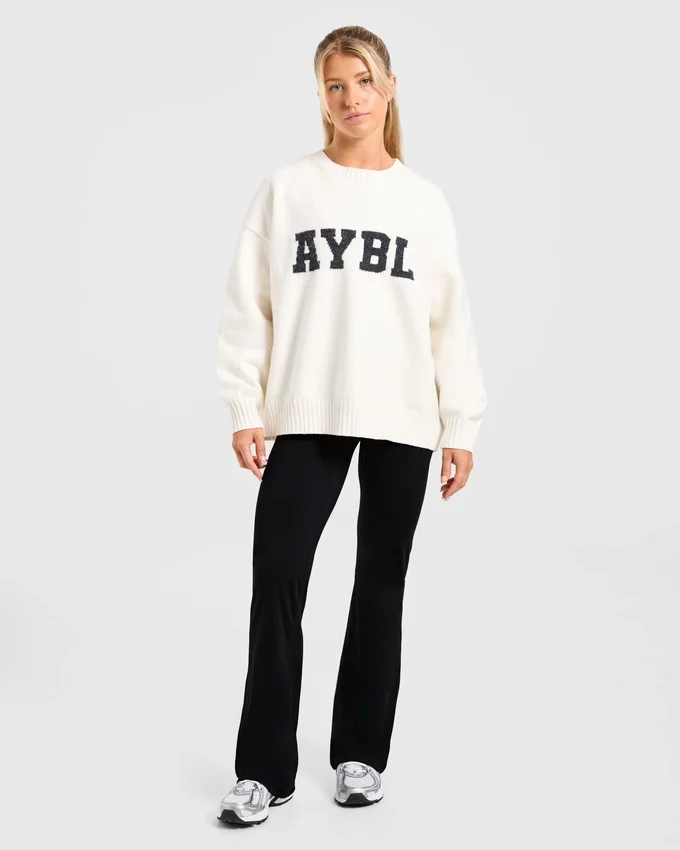 Varsity oversized gebreide trui
