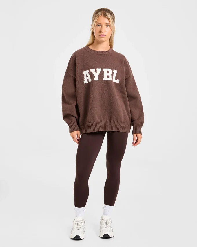 Varsity oversized gebreide trui