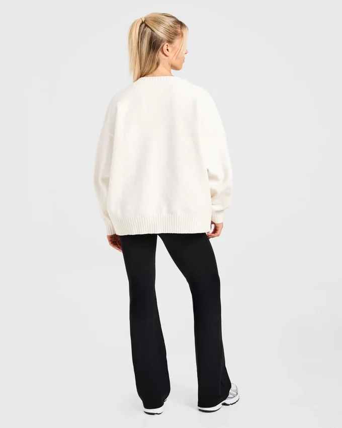 Varsity oversized gebreide trui
