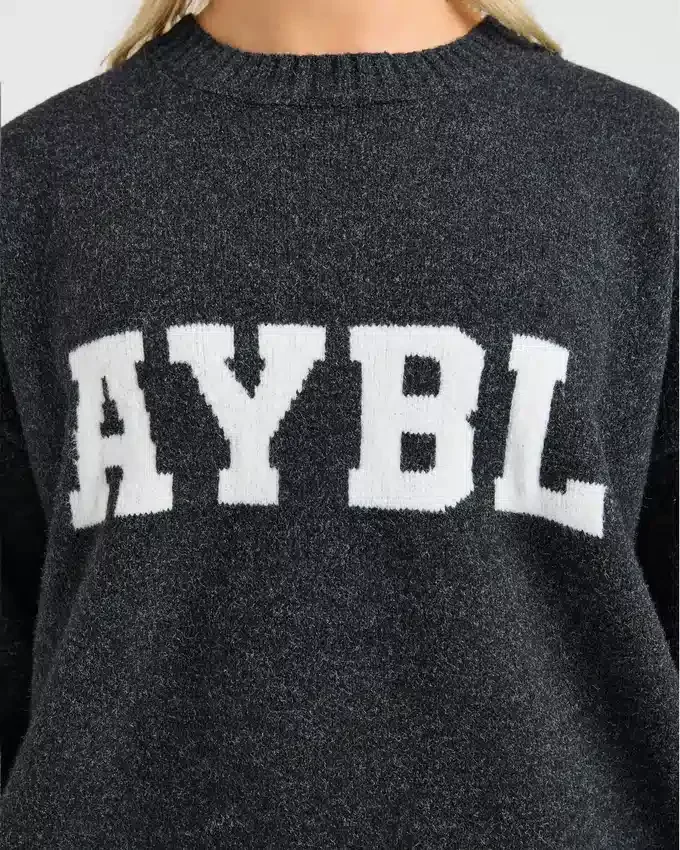 Varsity oversized gebreide trui