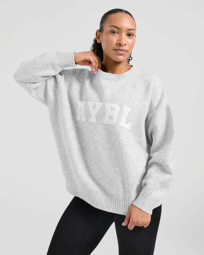 Varsity oversized gebreide trui