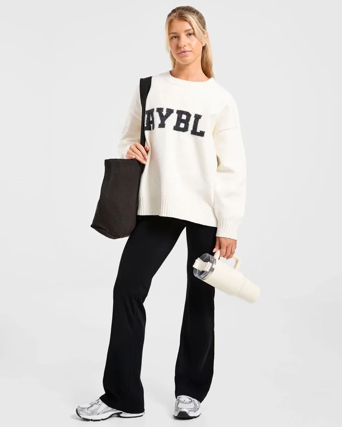 Varsity oversized gebreide trui