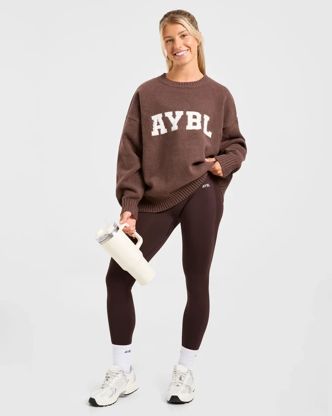 Varsity oversized gebreide trui
