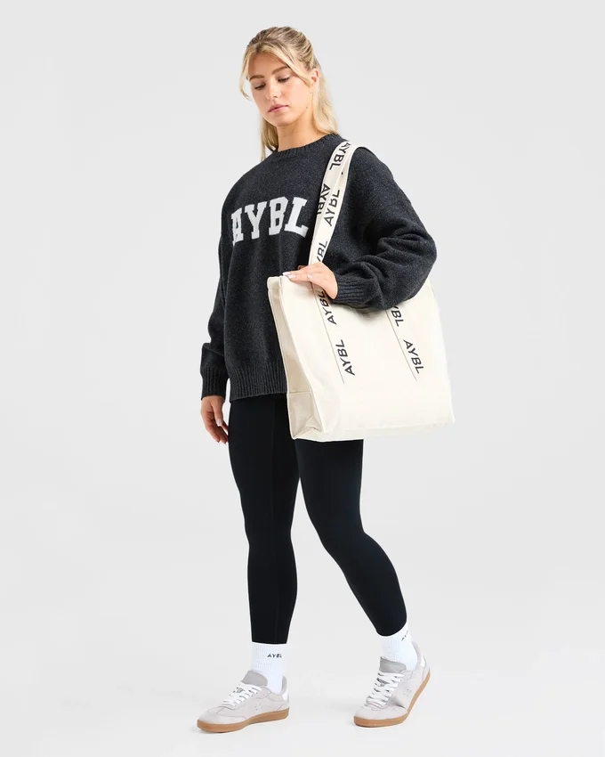 Varsity oversized gebreide trui