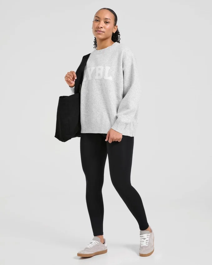Varsity oversized gebreide trui