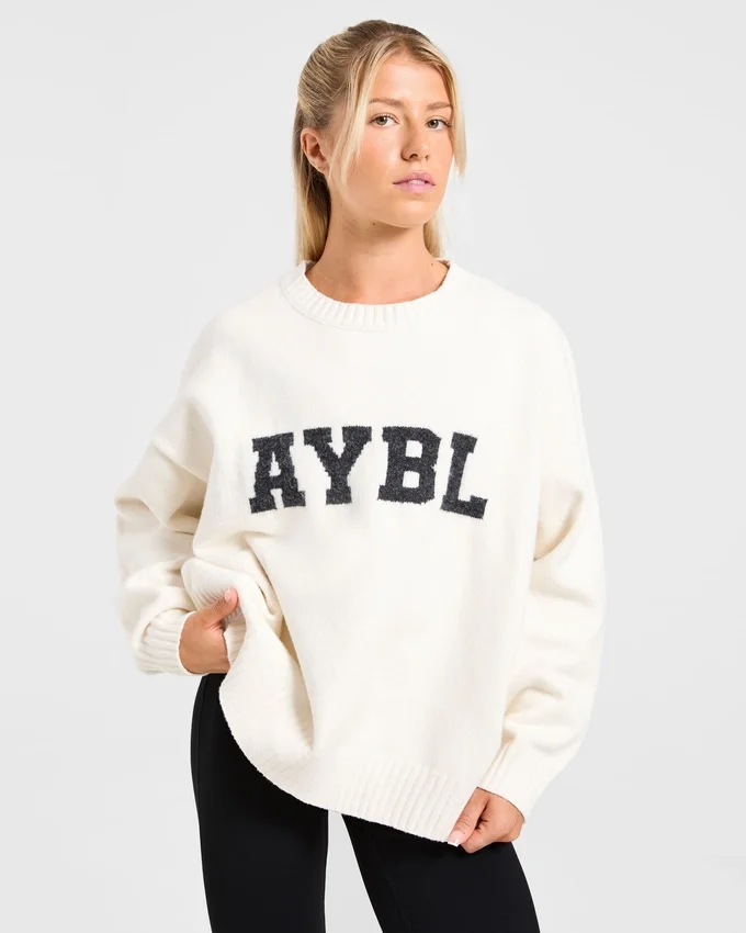 Varsity oversized gebreide trui