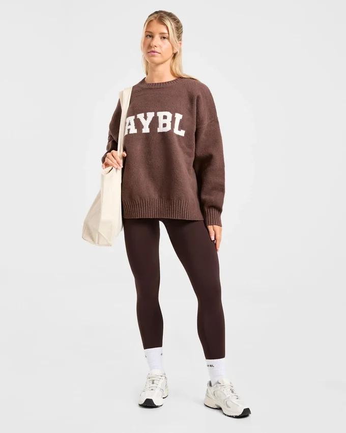 Varsity oversized gebreide trui