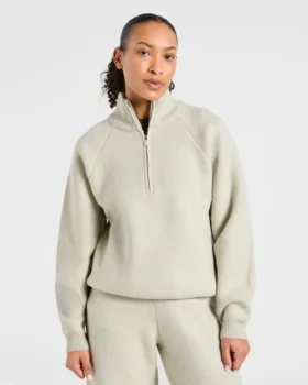 Zachte, oversized gebreide trui met 1/4 rits